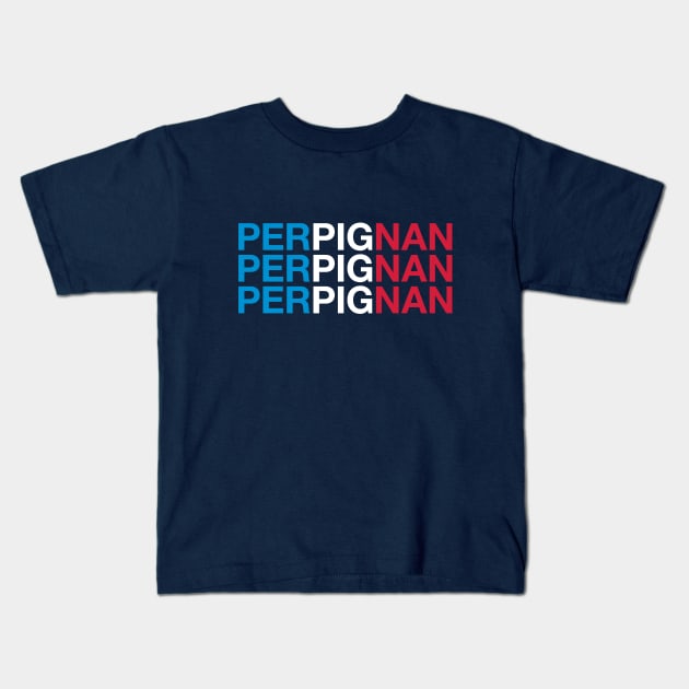PERPIGNAN French Flag Kids T-Shirt by eyesblau